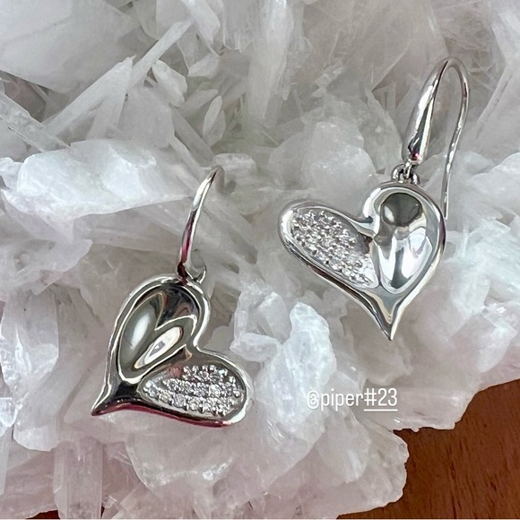 Judith Ripka Fine Jewelry Eros Diamond Heart Drop Earrings - Picture 2 of 10